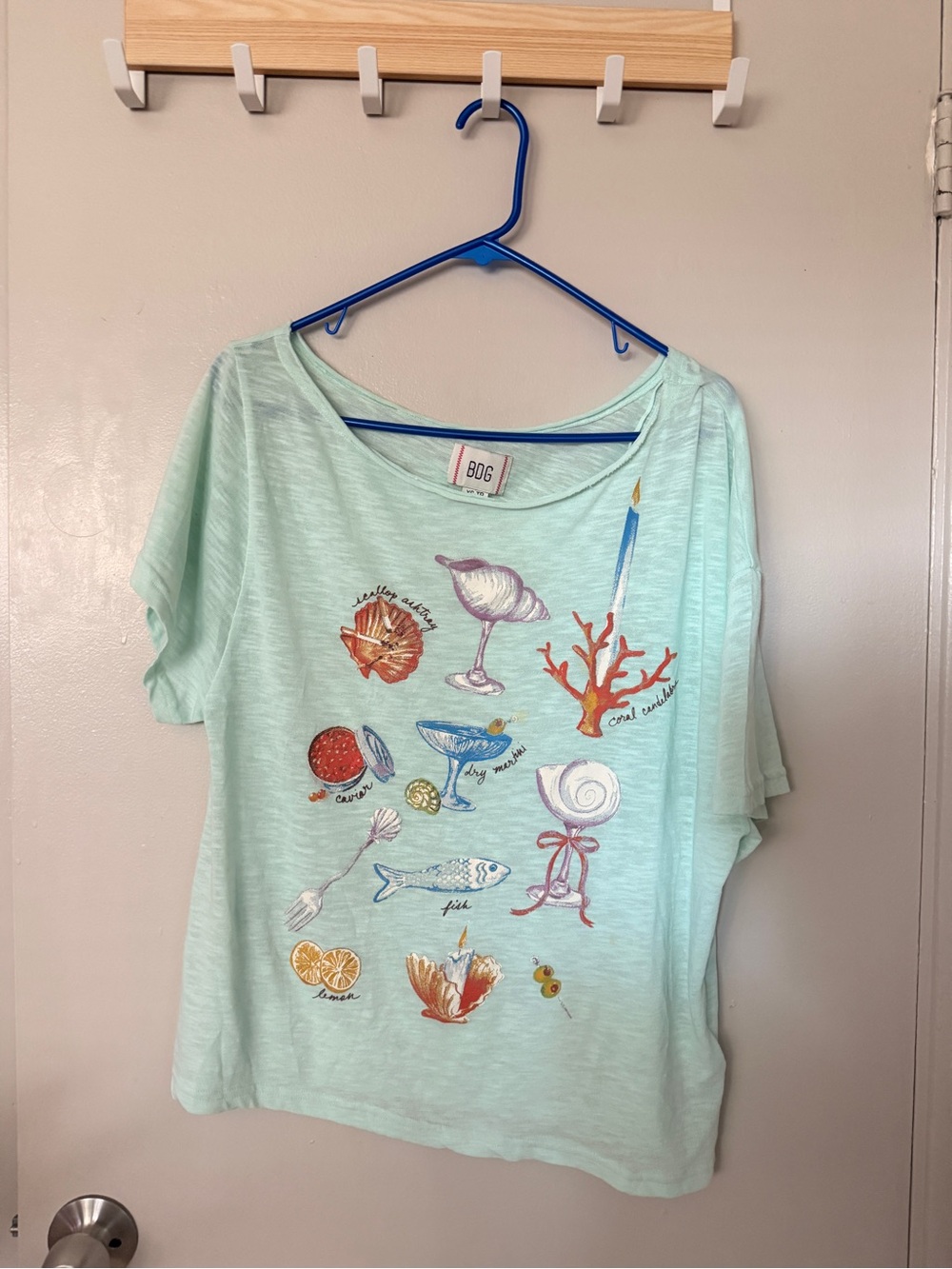 BDG Mint Green Short Sleeve Tee with Sea Life Graphic